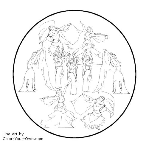 12 Days of Christmas - Nine Ladies Dancing Line Art