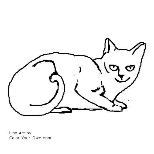 Domestic Shorthaired Cat Line Art