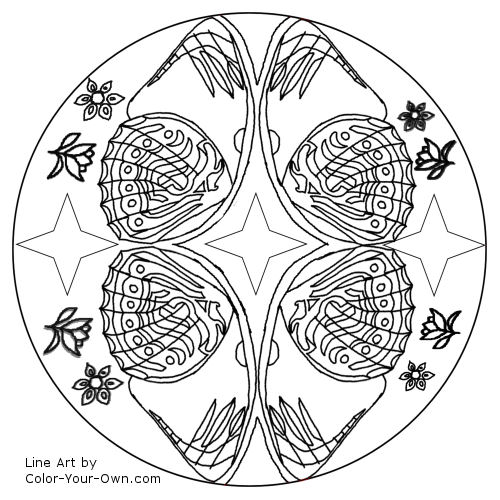 Butterfly Wing Mandala Line Art