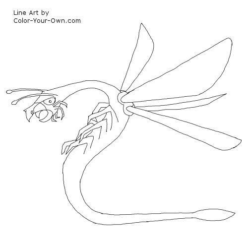 Dragon - Fly Pun Line Art