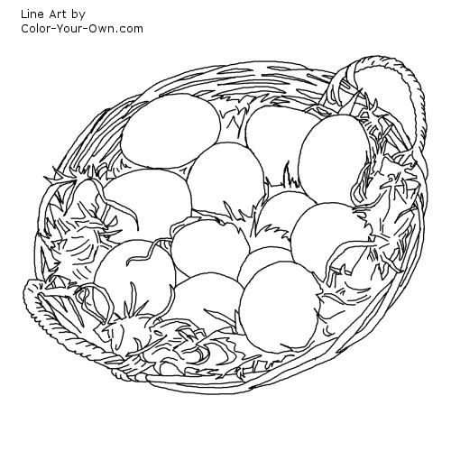 Eggs in a Basket or Easter Egg Basket Line Art