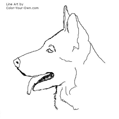 Dog - German Shepard head line art