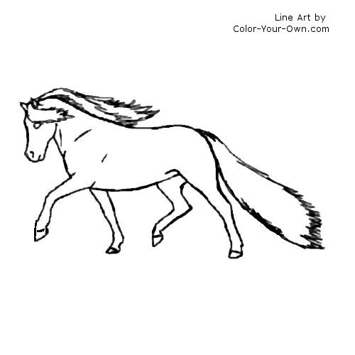 Trotting Haflinger pony line art