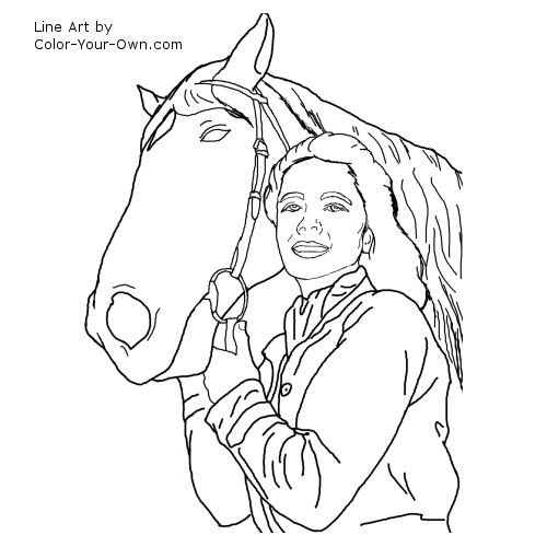 Elizabeth Taylor with a Horse Line Art