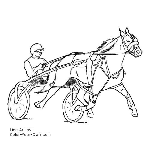 Standardbred Pacer in harness line art