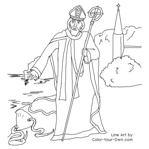 Saint Patrick Driving Out The Snakes of Ireland Line Art