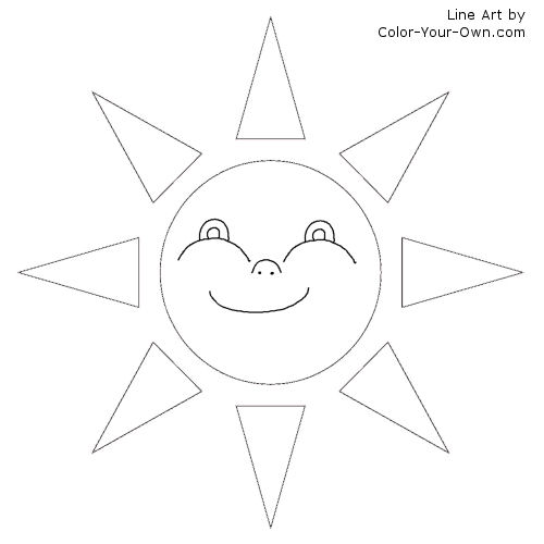 Smiley Sun Line Art