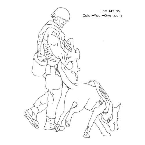 Bomb Detection Dog Line Art