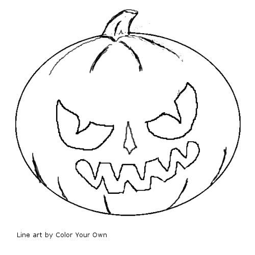 evil jack-o-lantern line art