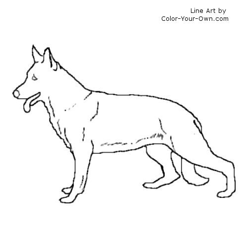 German Shepard Dog Line Art