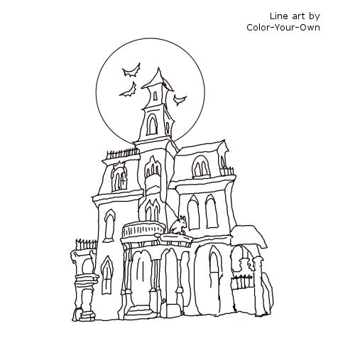 Haunted House Line Art