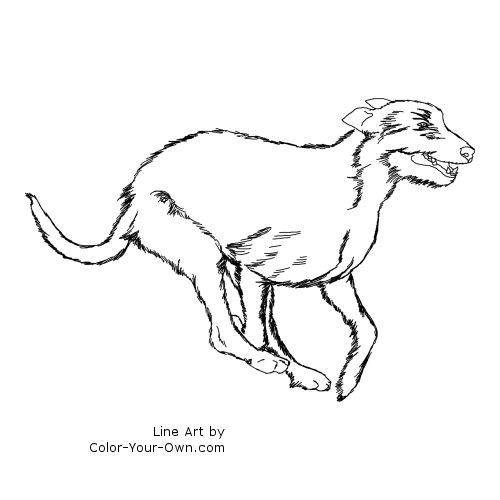 Running Irish Wolfhound Dog Line Art