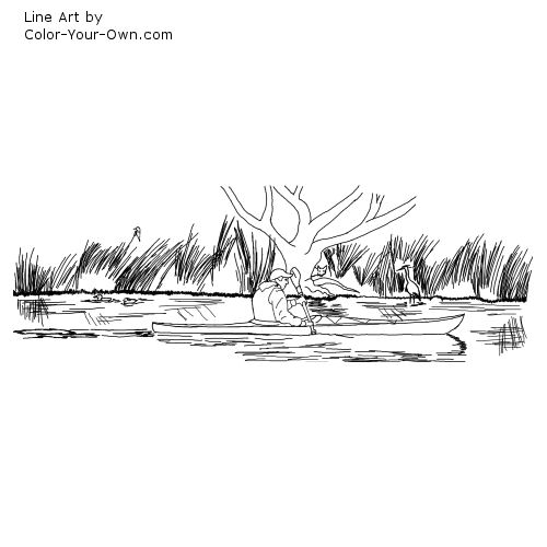 Kayaking Line Art