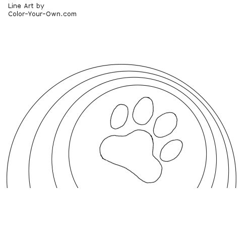 Rainbow with paw print line art