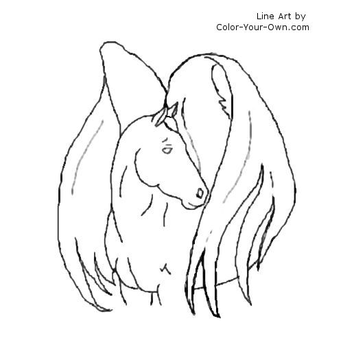 Winged Horse Line Art