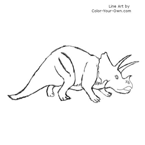 Triceratops Dinosaur Line Art